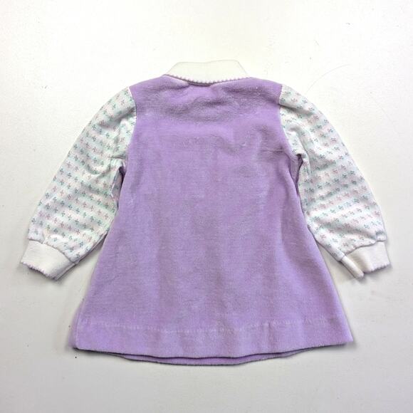 Vintage Healthtex Dress Girls Size 12-18m Purple Velour - Picture 3 of 8